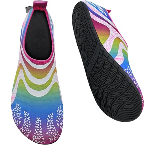 Image of WateLves Water Shoes for Womens Mens Barefoot Quick-Dry Aqua Socks for Beach Swim Surf Yoga Exercise New Translucent Color Soles