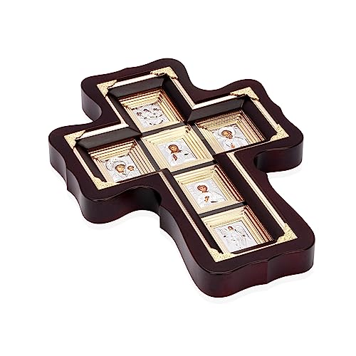 Cruz de pared con cristal NKlaus Iconos de madera natural 38 x 27 cm 2
