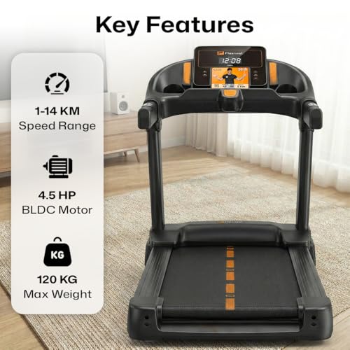 Image of Flexnest Flextread EZ Treadmill for Home Use - 4.5HP BLDC Motor, 14 km /h Speed, 120kg Capacity, Manual Incline, Bluetooth Speaker, 500+ Classes & Virtual Walks - Black