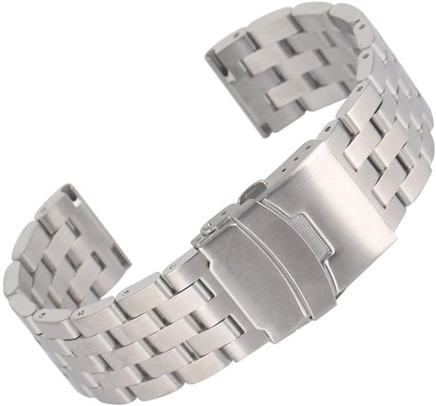 Bracelet de montre en acier inoxydable argent 20mm 22mm à boucle déployante
