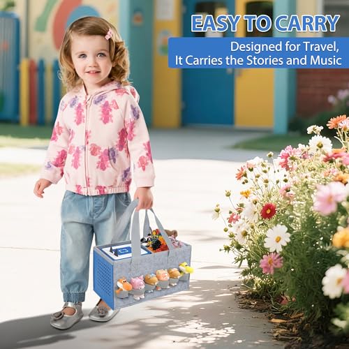 Image of IBVIVIC Carrying Case for Toniebox Starter Set and Figurines, Portable Travel Felt Cloth Musical Toy Folding Bag with Handle for Toniebox 2 and Accessories (Ocean Blue)