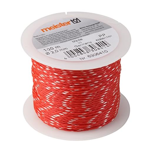 Meister Cuerda 100 m x 2,0 mm de diámetro, Rojo/Blanco, PP, 6306410