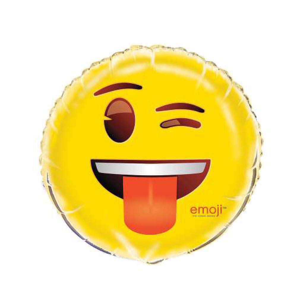 Wink Emoji Round Foil Party Balloon 18"