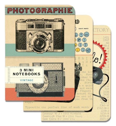 Cavallini Papers 4 by 5.5-Inch Notebooks, Mini, Vintage, Set of 3