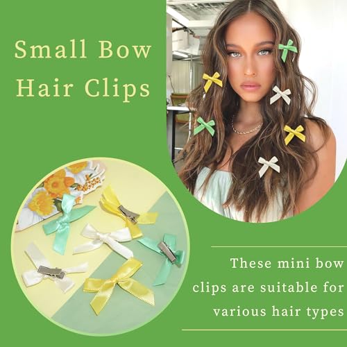 YAEISM 30PCS Small Hair Bows 3 Colors Mini Bow Hair Clips Satin Tiny Green Bow Clip Y2K Hair Accessories for Girls and Women YAEISM 30PCS Small Hair Bows 3 Colors Mini Bow Hair Clips Satin Tiny Green Bow Clip Y2K Hair Accessories for Girls and Women - Image 3