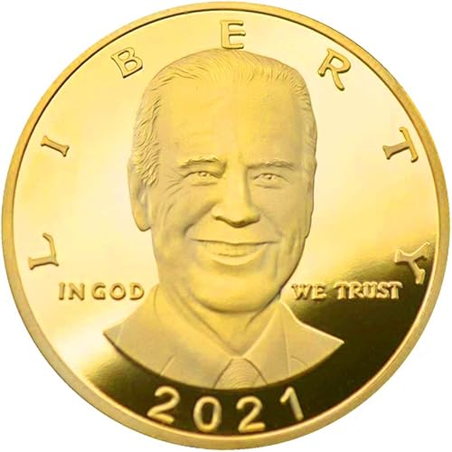 Miniatura 3 de Joe Biden Moneda de oro, moneda coleccionable chapada en oro 2021, funda protectora incluida, (paquete de 20 - dorado)