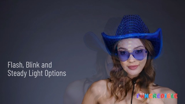 3175 Blue Light Up Cowboy Hat And Glasses - Sparkly Disco Cowgirl Hat - Sequin Funcredible Blue Light Up Cowboy Hat and Glasses - Sparkly  main image 4