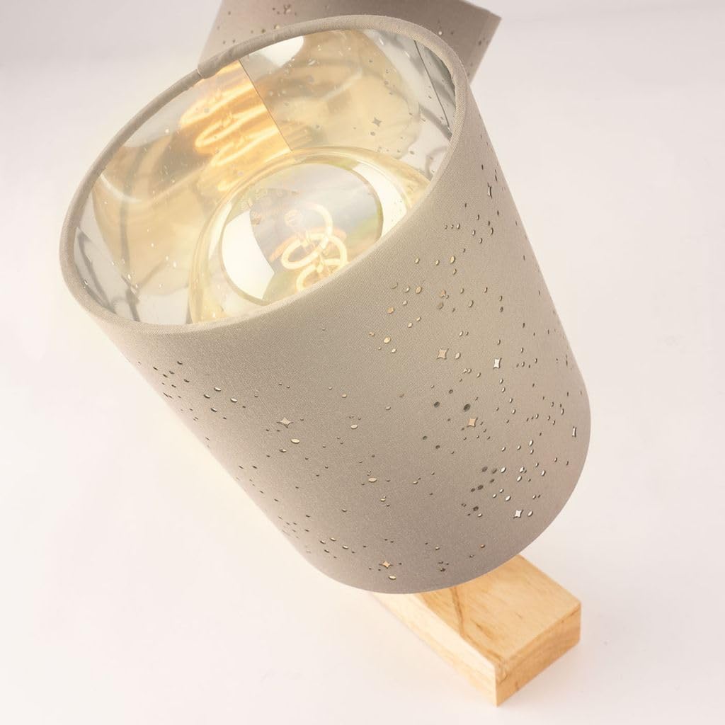 BRILONER - Deckenlampe mit Sternenhimmel, schwenkbar, Lampenschirm aus Stoff, Deckenleuchte, Lampe, Schlafzimmerlampe, Küchenlampe, Deckenstrahler, Deckenbeleuchtung, 65x13x15,5 cm, Taupe