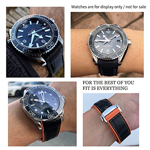Bracelet montre cuir marron 22mm style élégant pour Omega Seamaster 300