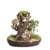 NCYP Fairy Garden Stump Resin Planter for Succulent Cactus -11.4x9.4x10.5 Inches Multilayer Decorative Flower Pot - Indoor Gardening Miniature Tree Shape Sculpture (No Plants)