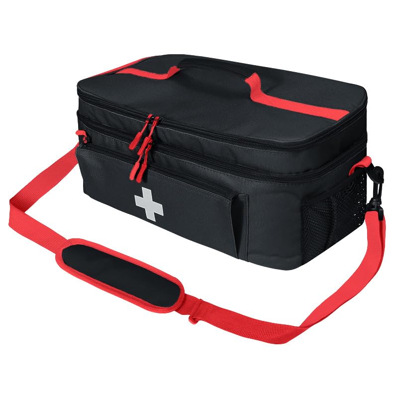 First Aid Bag Empty, Medical Bag, Waterproof Medical Organiser (Black)