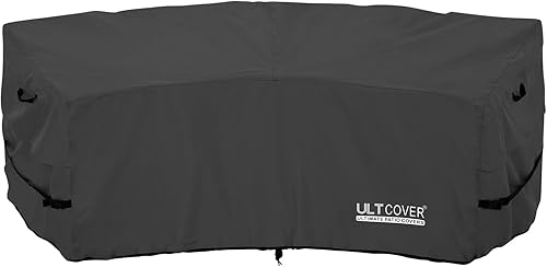 Miniatura 14 de ULTCOVER Funda impermeable para sofá en forma de V para patio de 5 plazas, muebles seccionales de 85 pulgadas de ancho Marrón (en forma de V),Negro