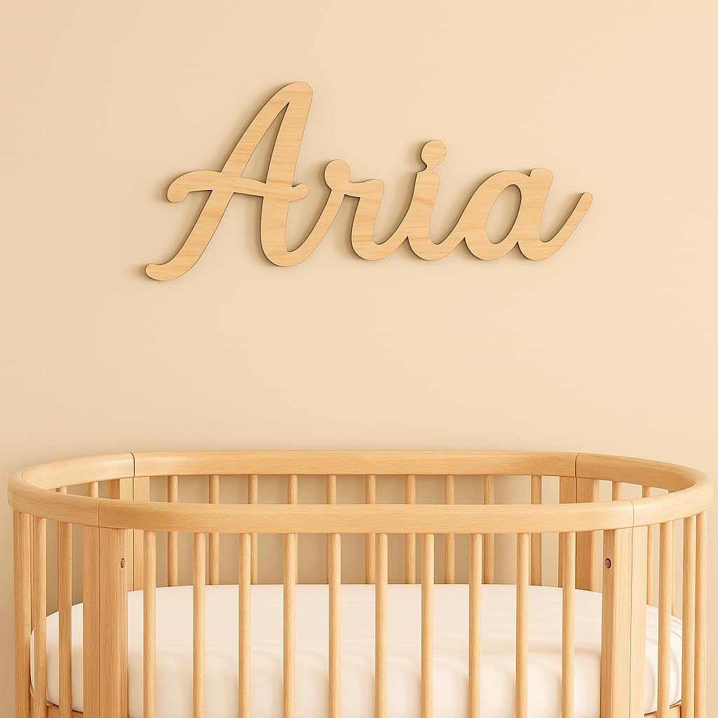 Personalized Hardwood Baby Name Sign for Nursery | Custom 1/2" Raised 3D Birch Wood Letters | Handcrafted Kids Room Wall Décor Made in the USA