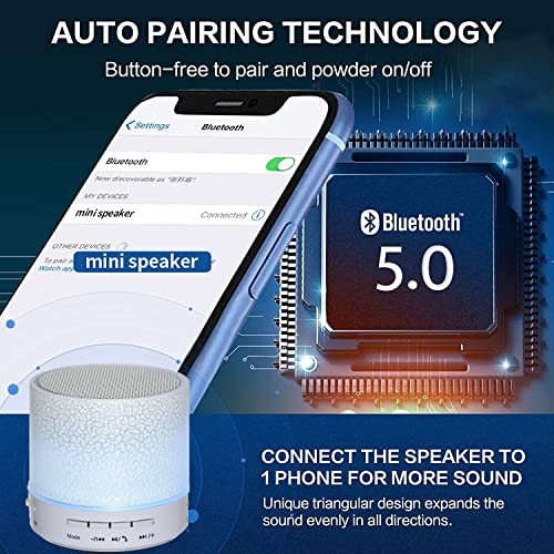 Image of AOSUODI Bluetooth Speaker,Portable Wireless Speakers with Led Lights,IPX7 Waterproof Shower Speakers,360 HD Surround Sound,Built-in-Mic,TF Card,Mini Outdoor Speaker Radio for Party,Travel,Beach,Home