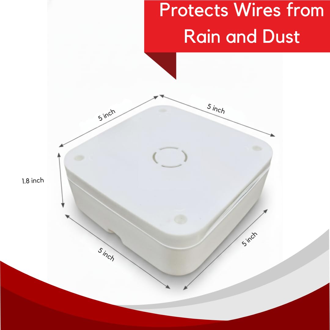 Hi-Plasst 2 Pieces of PVC CCTV Camera Junction Box 5x5 Inch – White Weatherproof Camera Box for Outdoor Use, Wall Mount CCTV Camera Box, Durable PVC Electrical Enclosure — Amazon image 3