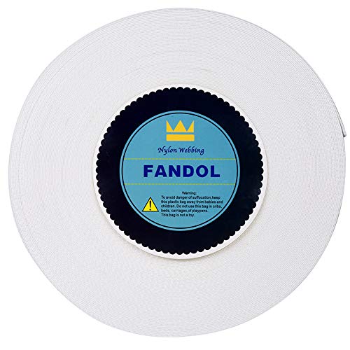 FANDOL Nylon Webbing - Heavy Duty Strapping for Crafting Pet Collars, Shoulder Straps, Slings, Pull Handles - Repairing Furniture, Gardening, Outdoor Gear & More (1 inch x 10 Yards, White)