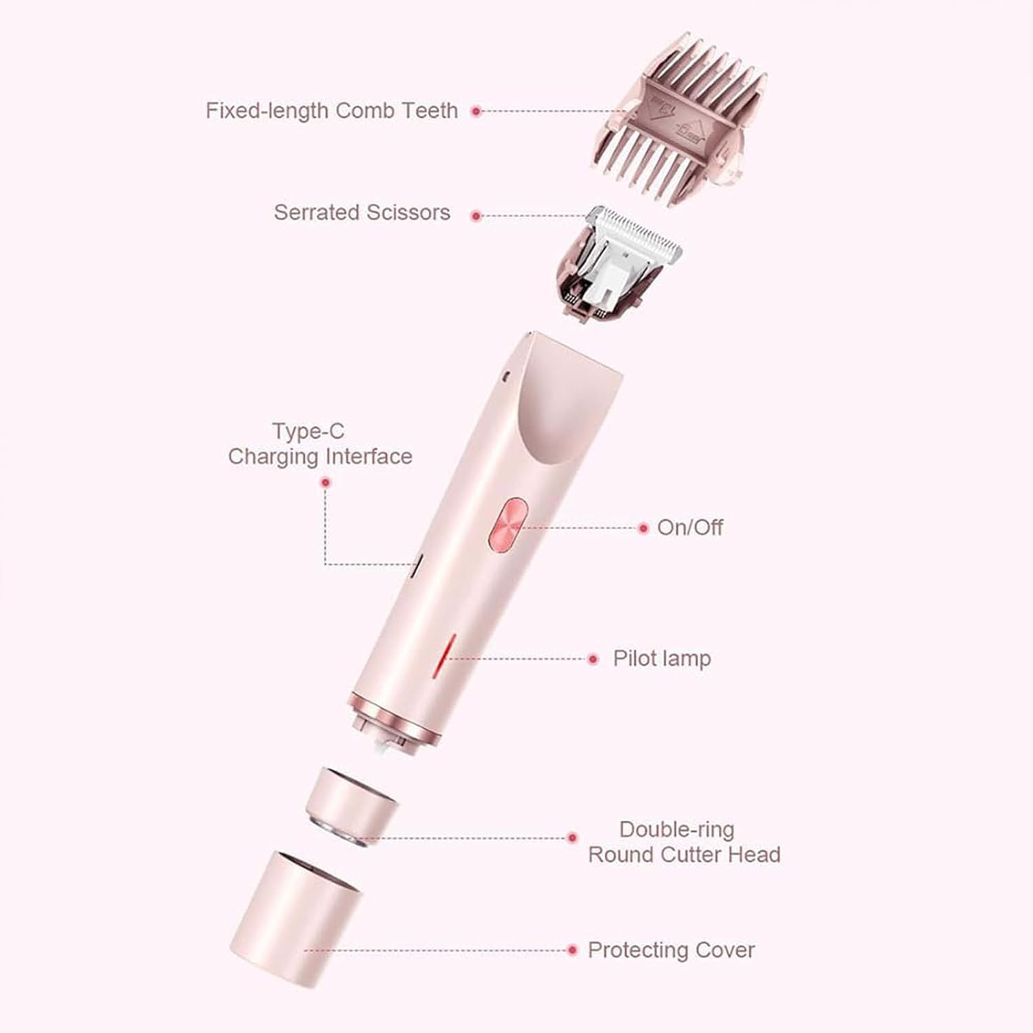 Beauty Bloom Electric Razor, Beauty Bloom 2.0, Beauty Bloom Trimmer, Beauty Bloom Razor for Women, Comfort 2 in 1 Electric Lady Shaver for Wet & Dry Use (Pink)