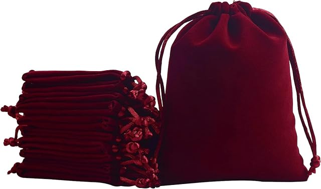 FAVORTALK 10 Pcs Velvet Drawstring Bags Rectangle Gift Pouches Jewelry Storage Bags Candy Bags Jewelry Pouches for Party Wedding Christmas Favors, 90x120 mm/ 3.5 x 4.7 in, Wine