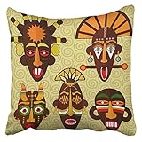 Hotyle Fundas de Almohada marrón Lulua African Tiki Voodoo 