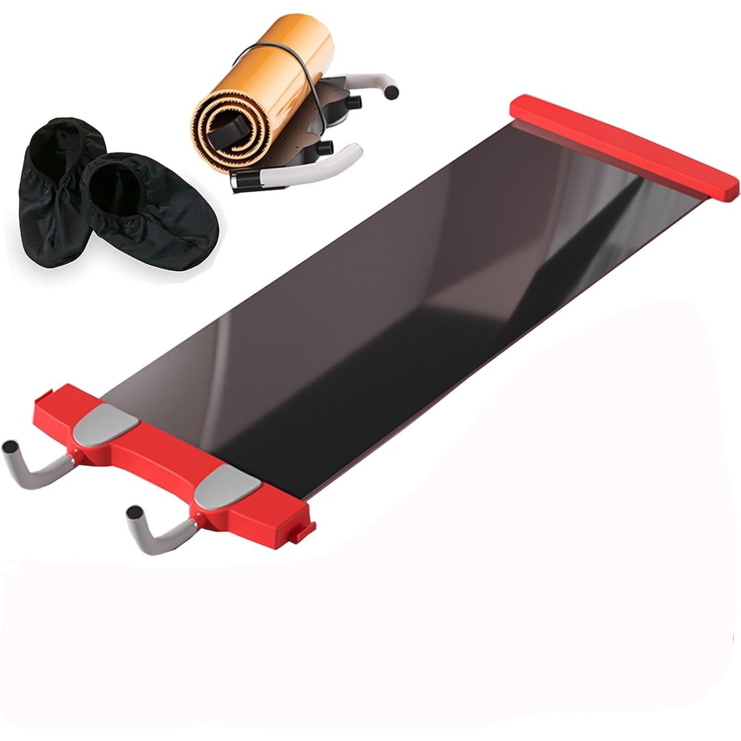 Tapis de glisse fitness rouge réglable de 1,4 à 2m
