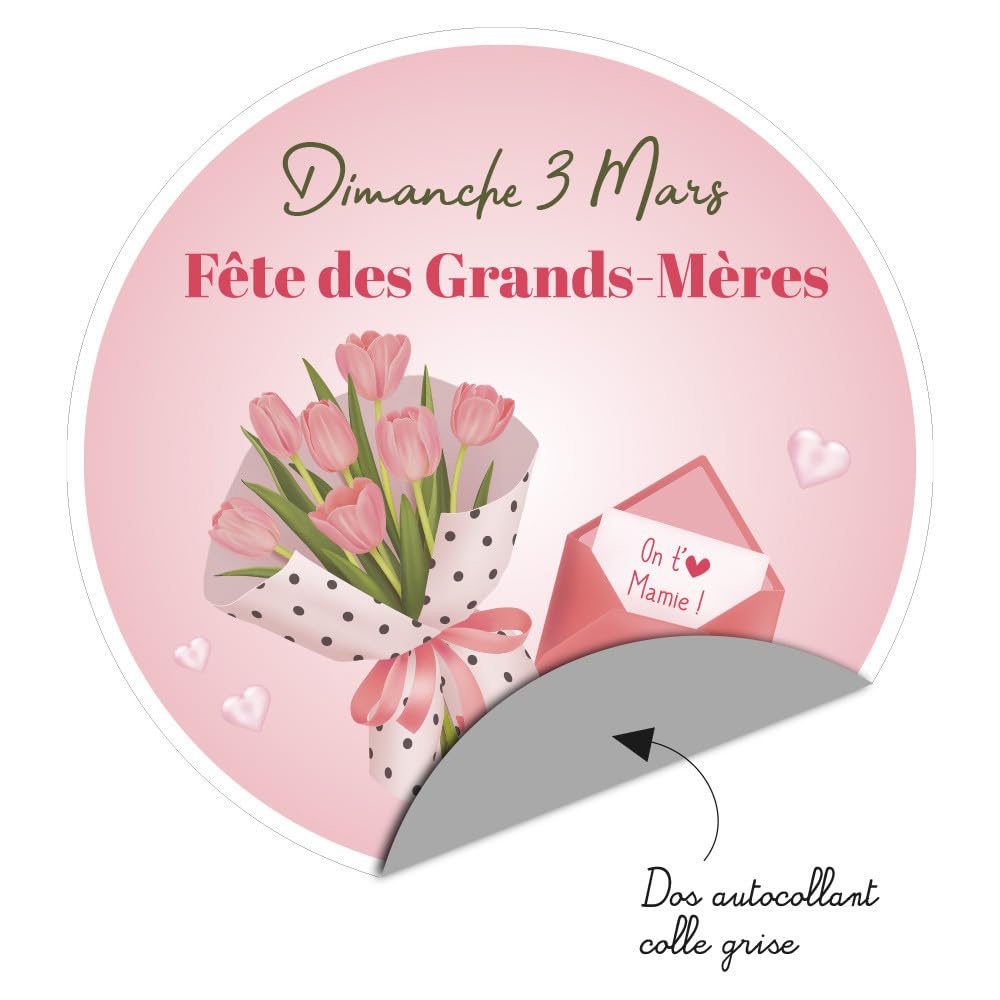 Adzif.biz Le sticker de decoration - Sticker Vitrine Fête des Grands Mères Date Personnalisable, Autocollant décoratif fête des mamies à Personnaliser pour vitrine commerçant
