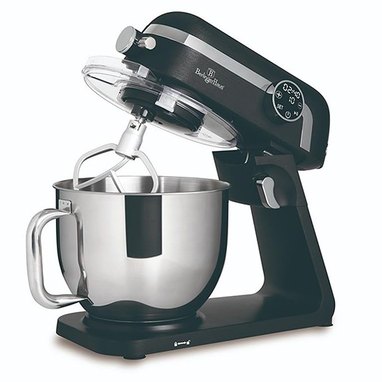 Berlinger Haus Robot kuchenny, 1800 W, Matte Black Collection z miską ze stali nierdzewnej 7 l, obsługa dotykowa i funkcja rotacji planetarnej