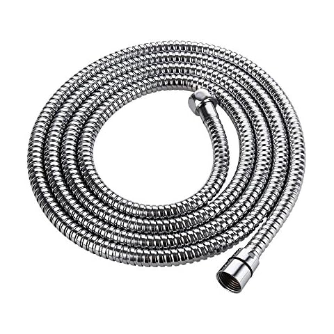 Homelody 2.5M Universal Extra Long Handheld Shower Hose Stainless Steel Flexible Anti-Kink Easy Clean Double Locked Chrome Silver Cover