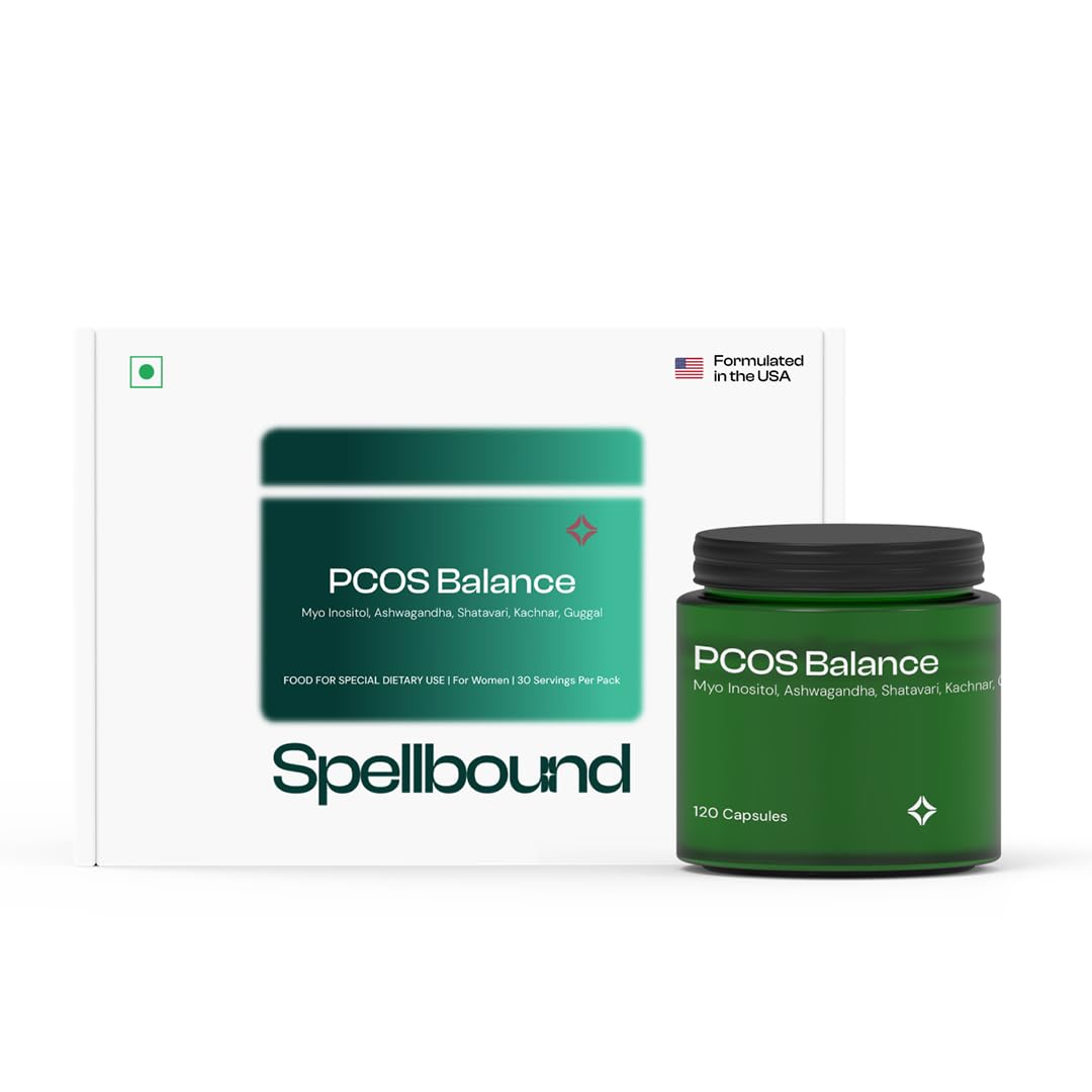 Spellbound PCOS Supplement for Women- 120 Capsules | 25 Ayurvedic Extracts, Myo Inositol, Berberine, Shatavari, NAC, Ashwagandha | Regularise Periods & Balance Hormones | Formulated in USA