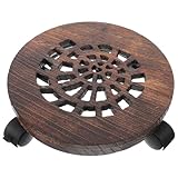 FUNOMOCYA Soporte Móvil de Madera para Macetas con Ruedas Aplicables y Freno Bandeja Redonda Resistente para Plantas de Interior y Exterior Pedestal Estable para Maceteros Grandes y Pesados