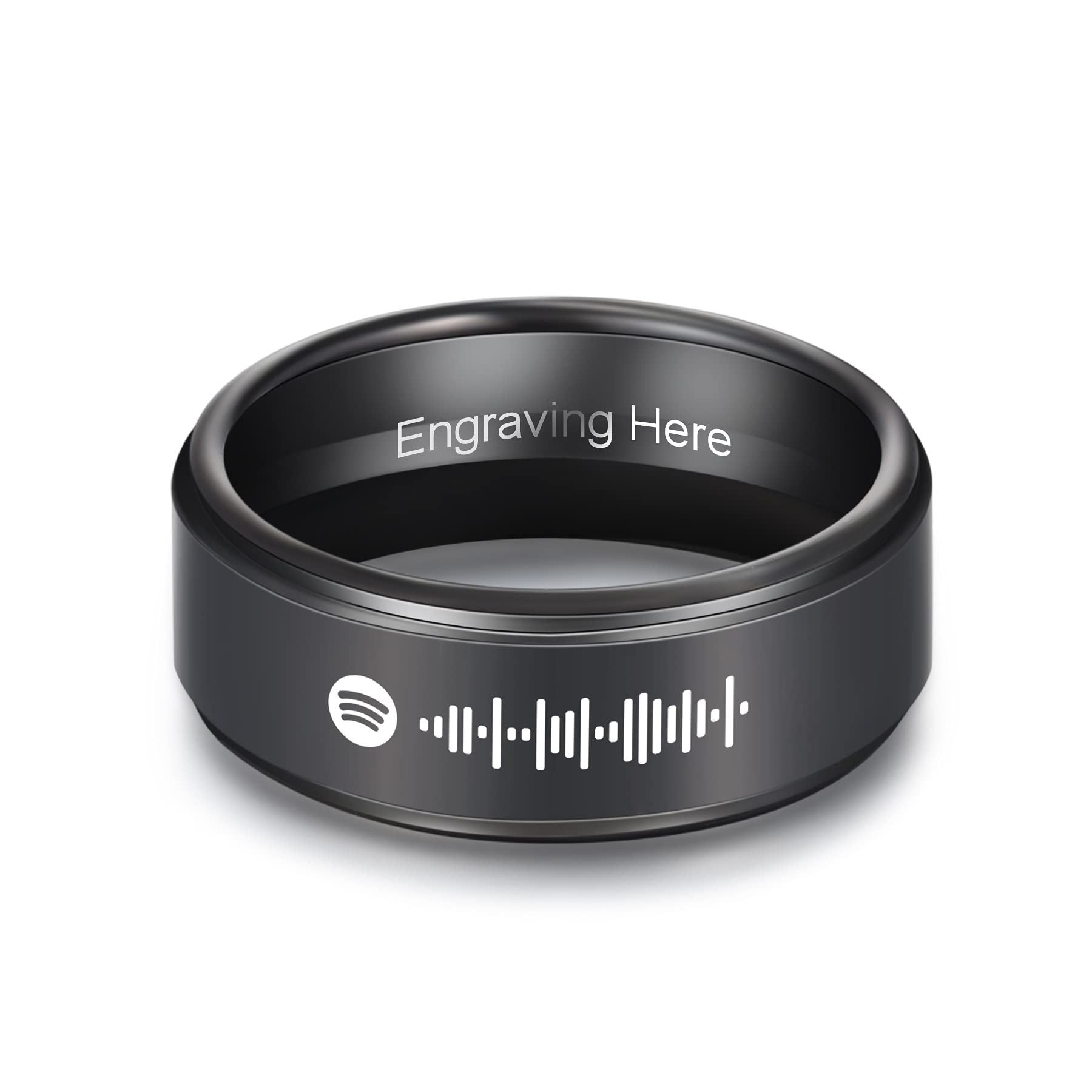 Scannable Custom Spotify Code Music Promise Rings Personalized Wedding Band Rings for Men Women Dad Mom BBF Engraved Song Name Rings Stainless Steel Ring Jewelry Gift