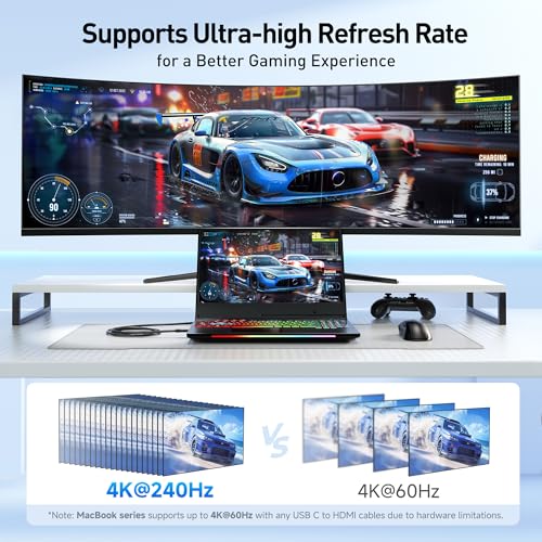 Cable Matters Adaptador USB C A HDMI 2.1 De 4K A 240Hz, Compatible Con Hasta 8k 60hz Y Hdr Adaptador Hdmi A Usb C Thunderbolt 4 Usb4 Compatible