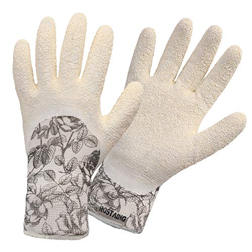 Gants de Jardinage Lavables Imperméables Naturels Latex Blanc Flower-ROSTAING- Taille 08