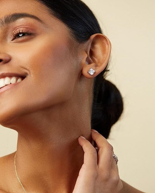 IGI Certified 1/2 to 4 Carat White Blue or Pink Lab Grown Diamond Stud Earrings for Women I 14k White Gold Earrings for Her (G-H, VS1-VS2, cttw) Princess Cut Diamond I Push Back Studs - Image 2