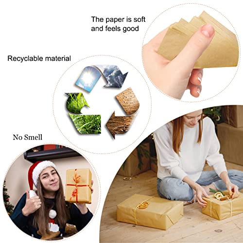 Image of 100 Sheets Kraft Tissue Paper Artdly 14 x 20 Inches Kraft Wrapping Paper Bulk for Weddings Birthday DIY Project Christmas