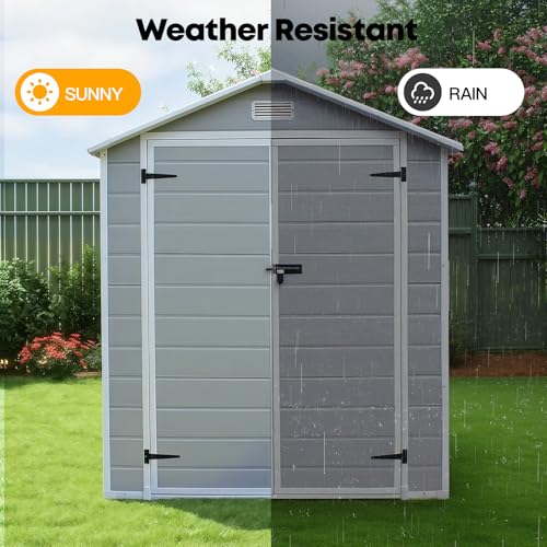 Panana Plastic Garden Storage Shed Outdoor Storage Includes Plastic Floor, Strong Structure House Tool Shed (L x W x H) 125 x 182x 210 cm - Image 4