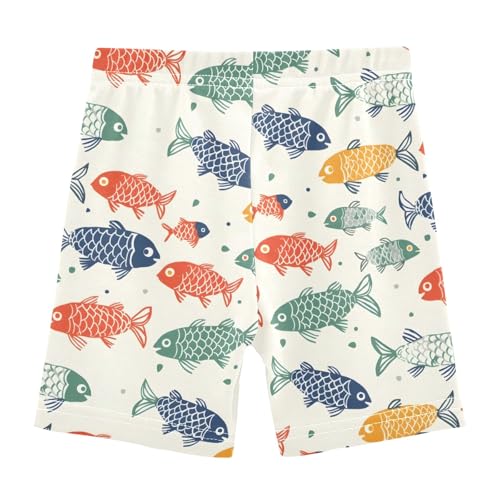 Colorful Creative Fish Girls Shorts Elastic Waist Sports Shorts Girls Leggings Pants for 4-10 Years2