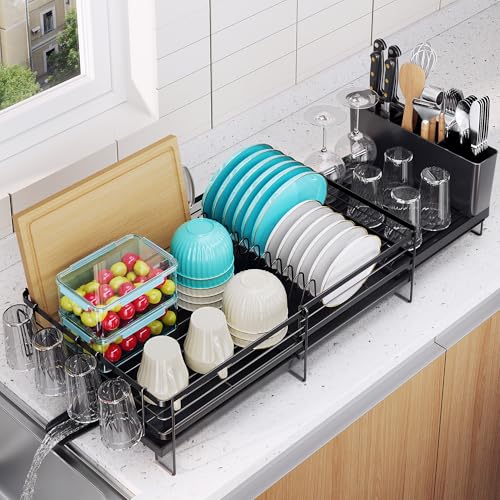 ✅ 10 Best Extra Large Dish Drying Rack 5 Pantasia Large Dish Drying Rack - Extendable Dish Rack for Kitchen Counter, Multifunctional Dish Drainer with Drainboard Set, Dishrack with Utensil Holder & Cup Holder, 13.4