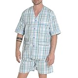 [Pijama de hombre corto clásico de tela popelín de verano] El regalo perfecto de caballero. Conjunto de pijama cómodo y elegante de una calidad superior. Escoja tradición y estilo. 60 años y tres generaciones nos respaldan.