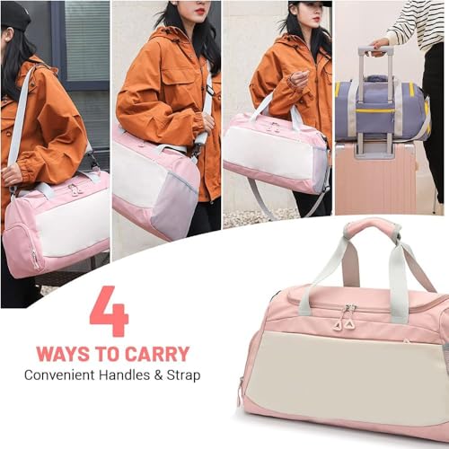 Image of CAVALO - Be Unique Travelling Bags for Luggage Muti- Pocket Sports Duffle Bags for Men and Women with Wet Pocket & Shoe Compartment Weekender Overnight Gym Bags for Women (Peach)