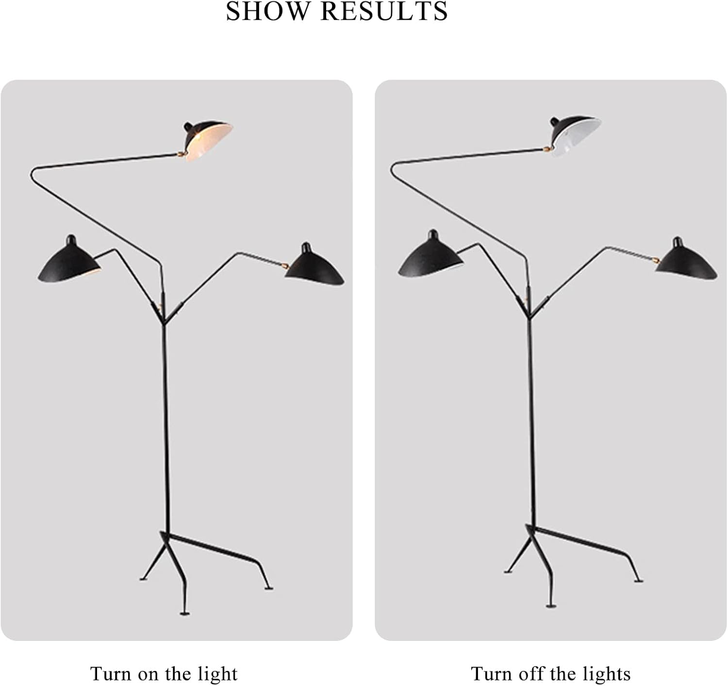 Black 3 Lights Standing Lamps Hanging，Multi Head Floor Lamp for Bedroom，Multi Head Arching Tree Lamp for Mid Century, Modern & Contemporary Rooms