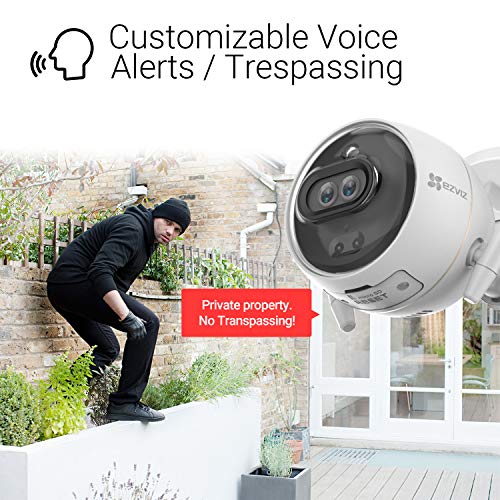 EZVIZ Outdoor Security Camera Dual Lens 1080P, Excellent Color Night Vision, Active Light & Siren Alarm with PIR Motion Detection, Weather Proof, Two-way Talk, the First Dual Lens Security Camera(C3X)