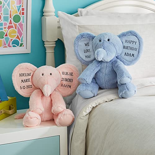 Let's Make Memories Personalized Snuggly Soft Plush Elephant - Stuffed Animal - Cuddly Toy - Pink Elephant - Customize With Any 1- To 6-Line Message #TOP1