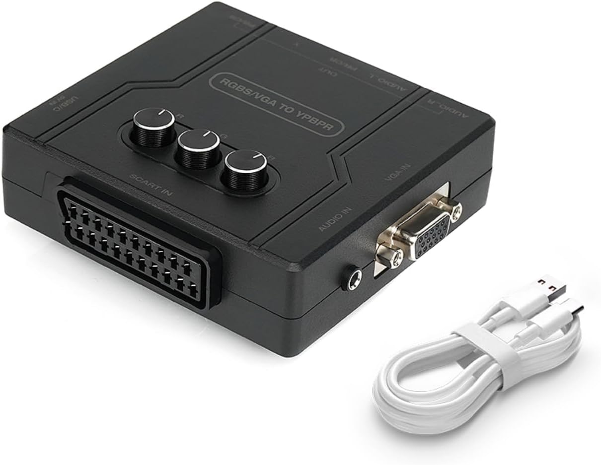 BITFUNX RGBS/VGA/SCART to Component Adapter - Supports R/G/B Single Channel Color Adjustment, Plug & Play Video Game Converter with No Lag, for Retro Game Console