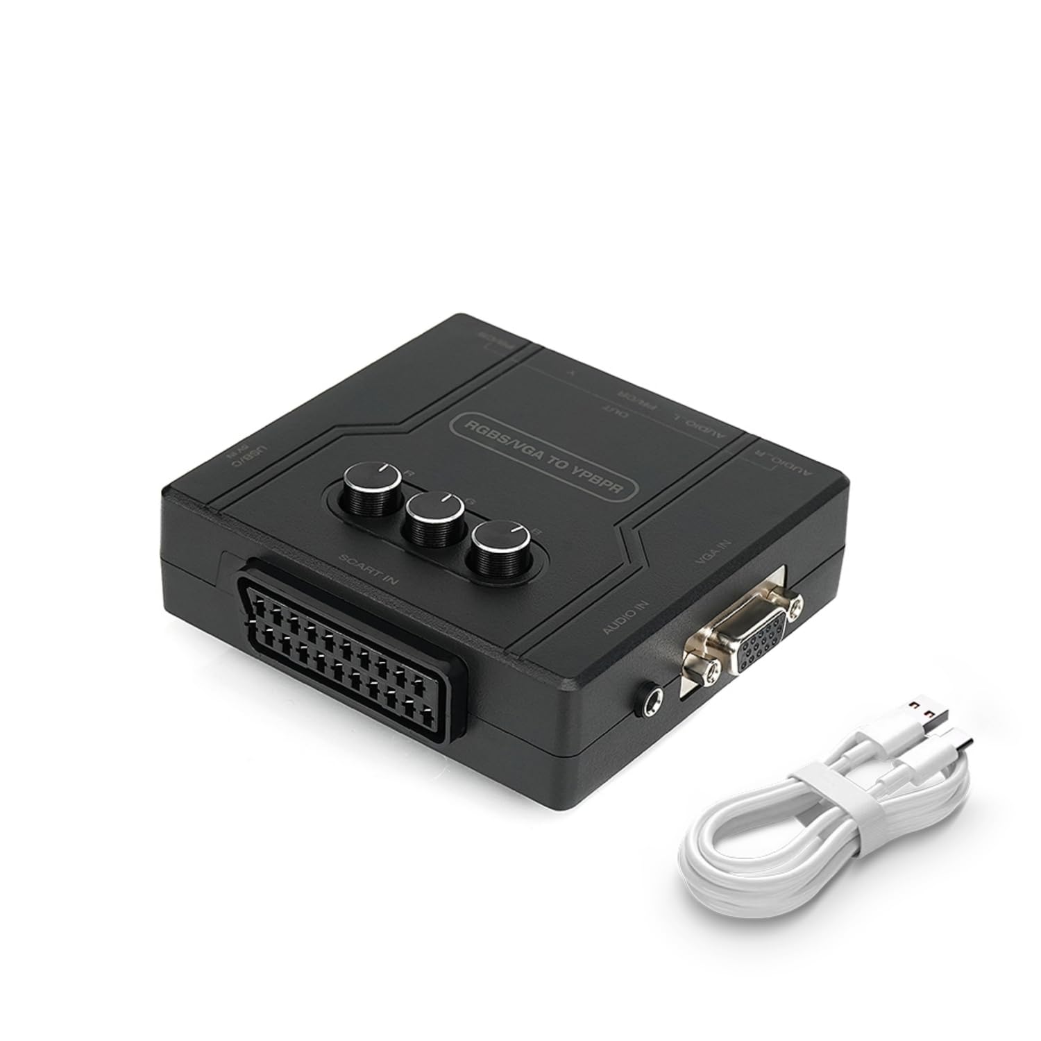 BITFUNX Adattatore da RGBS/VGA/SCART a Component - Supporta la regolazione del colore a canale singolo R/G/B, convertitore plug & play per videogiochi senza ritardi, per console di gioco retrò