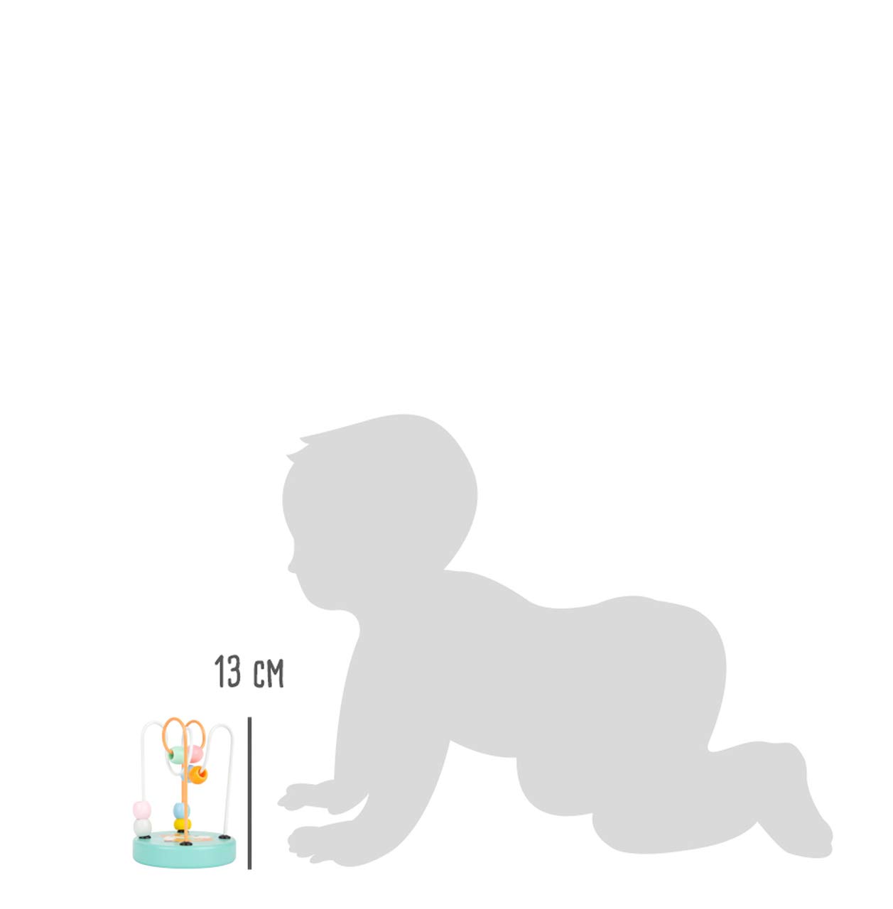 small foot Kokarda motoryczna lis, pastelowa, z kolorowymi kulkami i dwoma metalowymi kokardkami, od 12 miesięcy, 11763, wielokolorowa