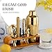 Mixology & Craft Cocktail Shaker Set: 10-Piece Bartender Kit with Stand | Complete at Home Bar Set with Bar Accessories | Great Housewarming Gift | Leak-Proof Design (Gold)