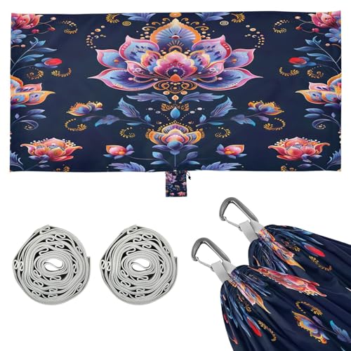 Kigai Damask Pattern Camping Hammock Durable & Portable Travel Hammock Holds 330lbs with Tree Strapsm, Pocket, Camping Accessories