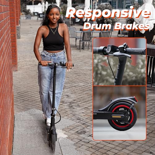 Electric Scooter, 500W Peak Powerful Motor, 21/23 Miles Range, 18/21 MPH Speed, 8.5″ Tire & Drum Brake, Foldable Lightweight EScooter, App Control, Commuting Electric Scooter for Adults