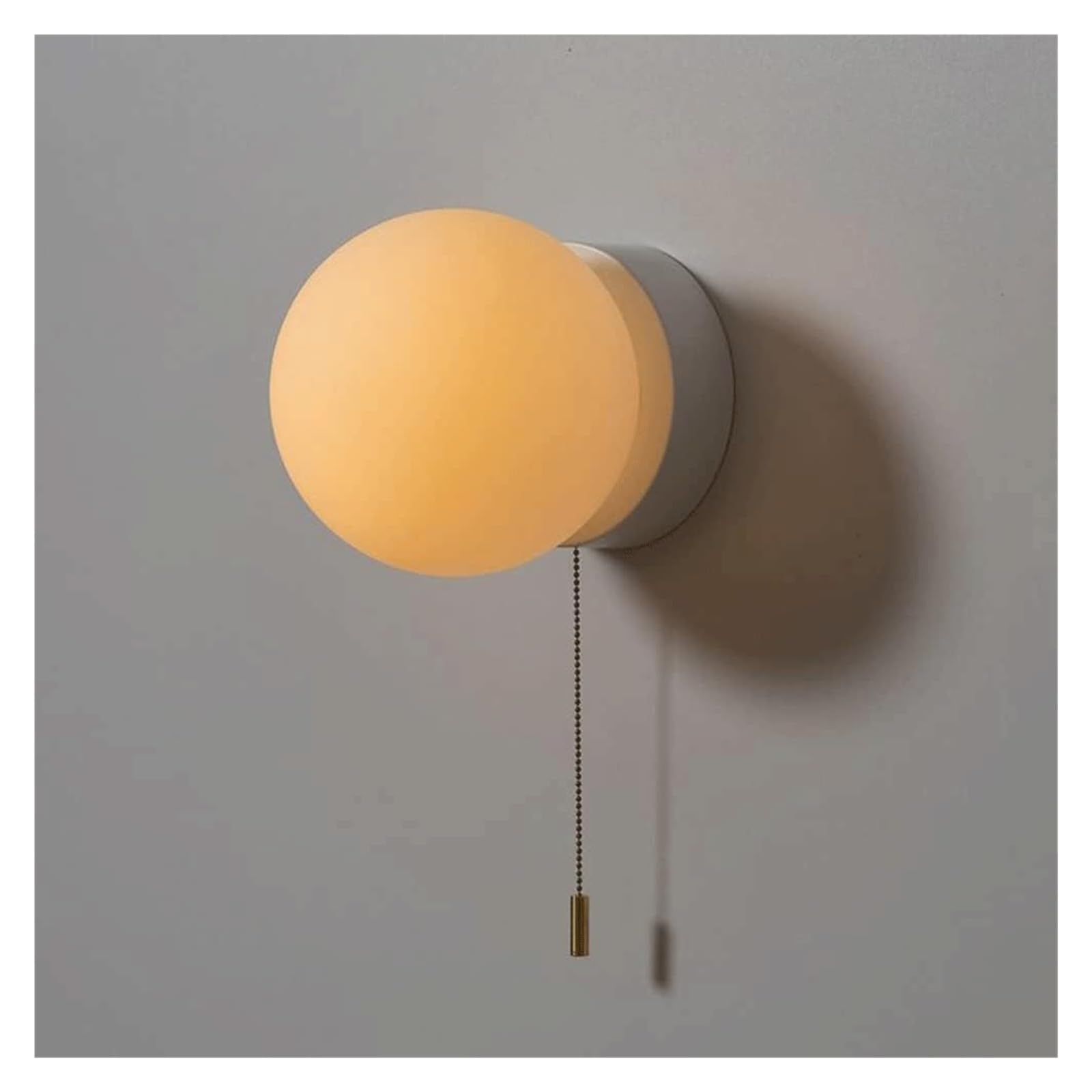 HMASNSEIY Nordic Classical Mid Century Decoration Modern Black White Wall Sconce Globe Indoor Wall Light Pull Chain Hard Wired Frosted Ball Milk Glass Wall Mount Lamp