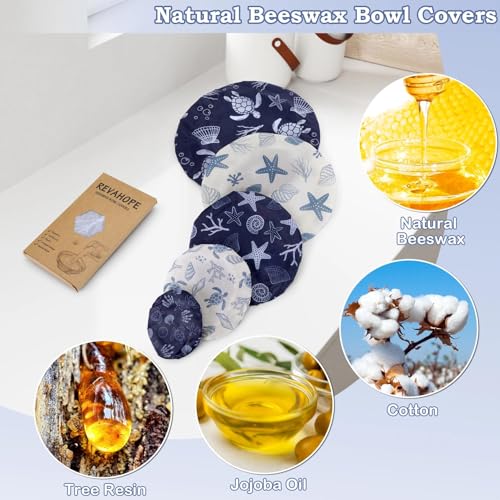 5Pcs Reusable Beeswax Elastic Bowl Covers for Bread Proofing and Food Cover - image 3